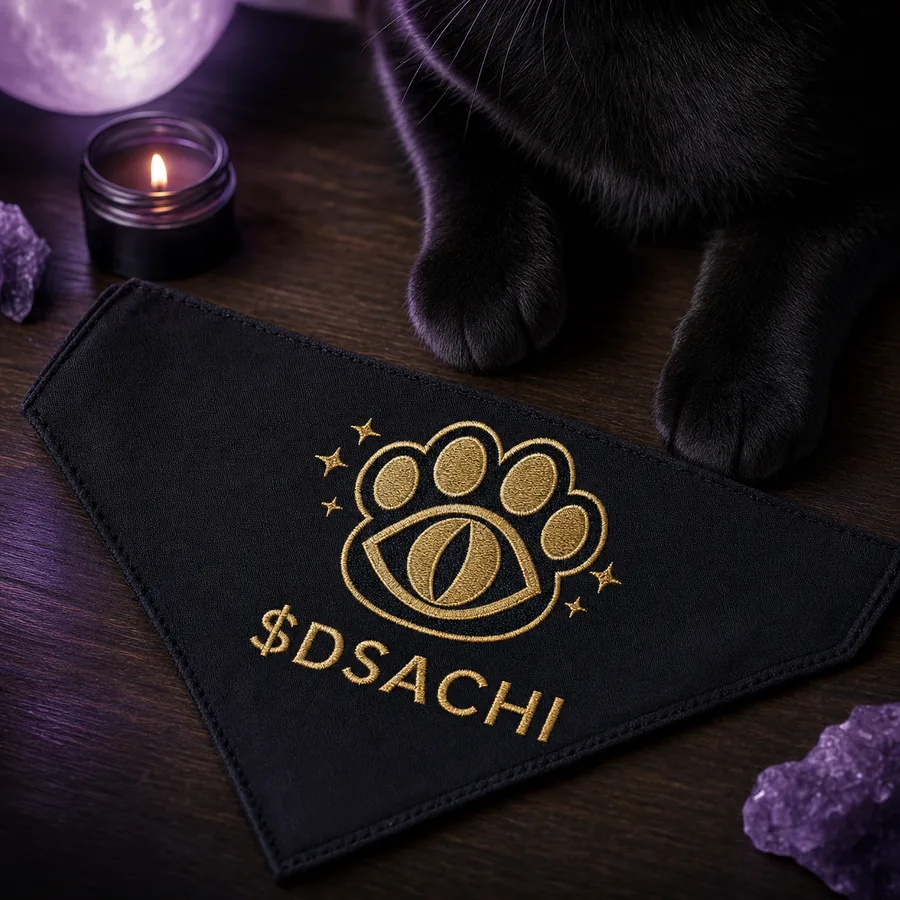 Diamond Paw Bandana — Dark Sachi cat accessories from the $DSACHI nocturnal collection