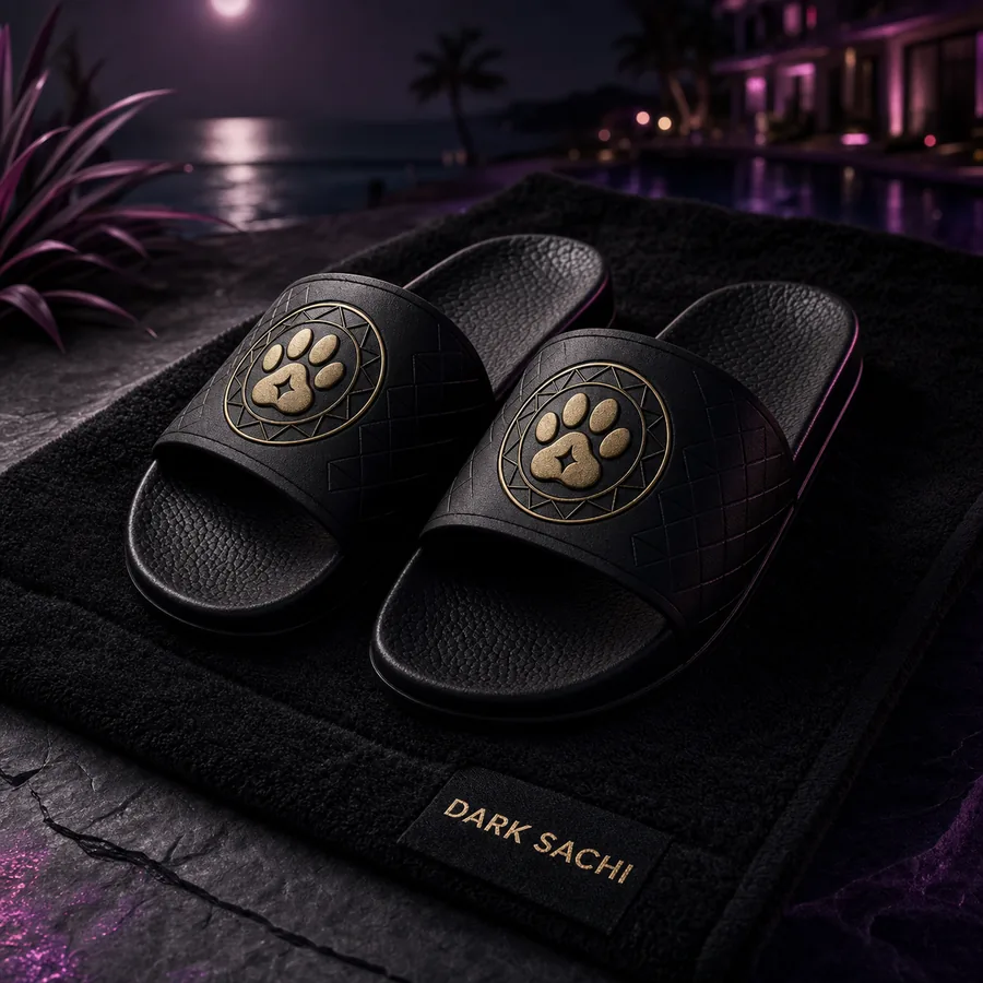 Diamond Paw Slides — Dark Sachi flip flops from the $DSACHI nocturnal collection