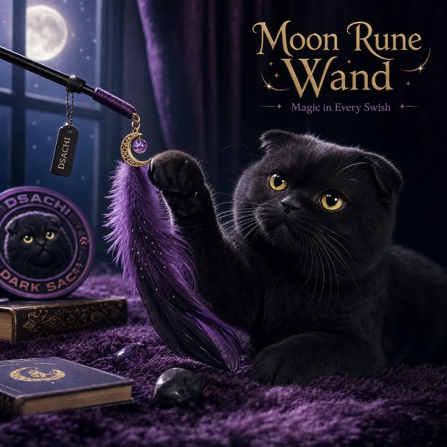 Moon Rune Wand — Dark Sachi cat toys from the $DSACHI nocturnal collection